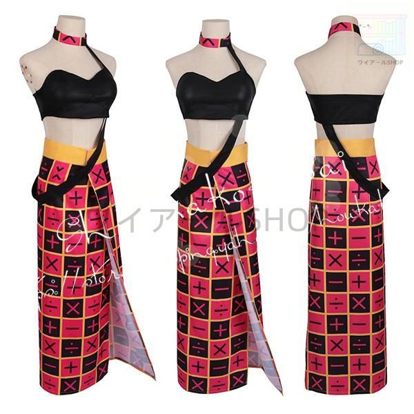 子供用大人用ジョジョの奇妙な冒険 風 トリッシュ ウナ コスプレ衣装 ウィッグ cos靴 日常服 cosplay コスチューム仮装変装 ハロウィン