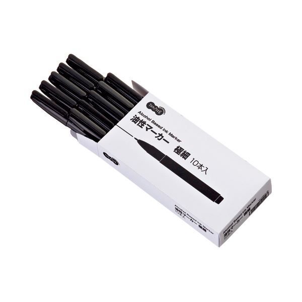 まとめ TANOSEE キャップ式油性マーカー シングル 細 黒 1セット 50本 ×4セット