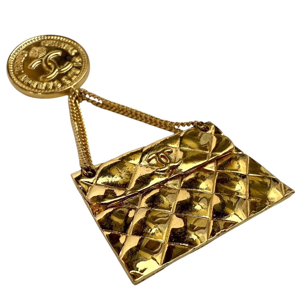 シャネル マトラッセ バッグモチーフ ブローチ ヴィンテージ GP