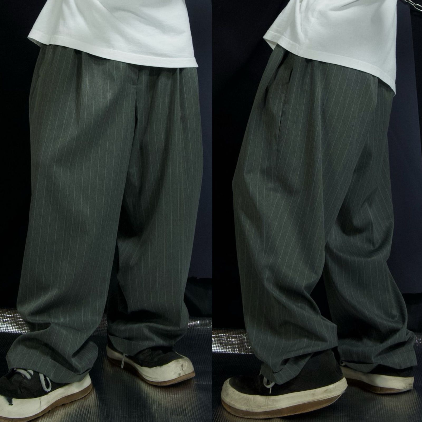 90s Smokey Joe's 2Tuck PinStriped Wide Draping Slacks 90年代