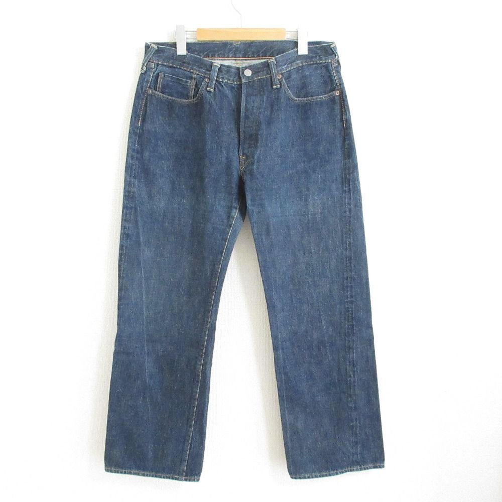 美品 45R フォーティファイブアール ボタンフライ ストレート デニムパンツ ジーンズ W33 インディゴブルー メンズ 古着 中古 USED