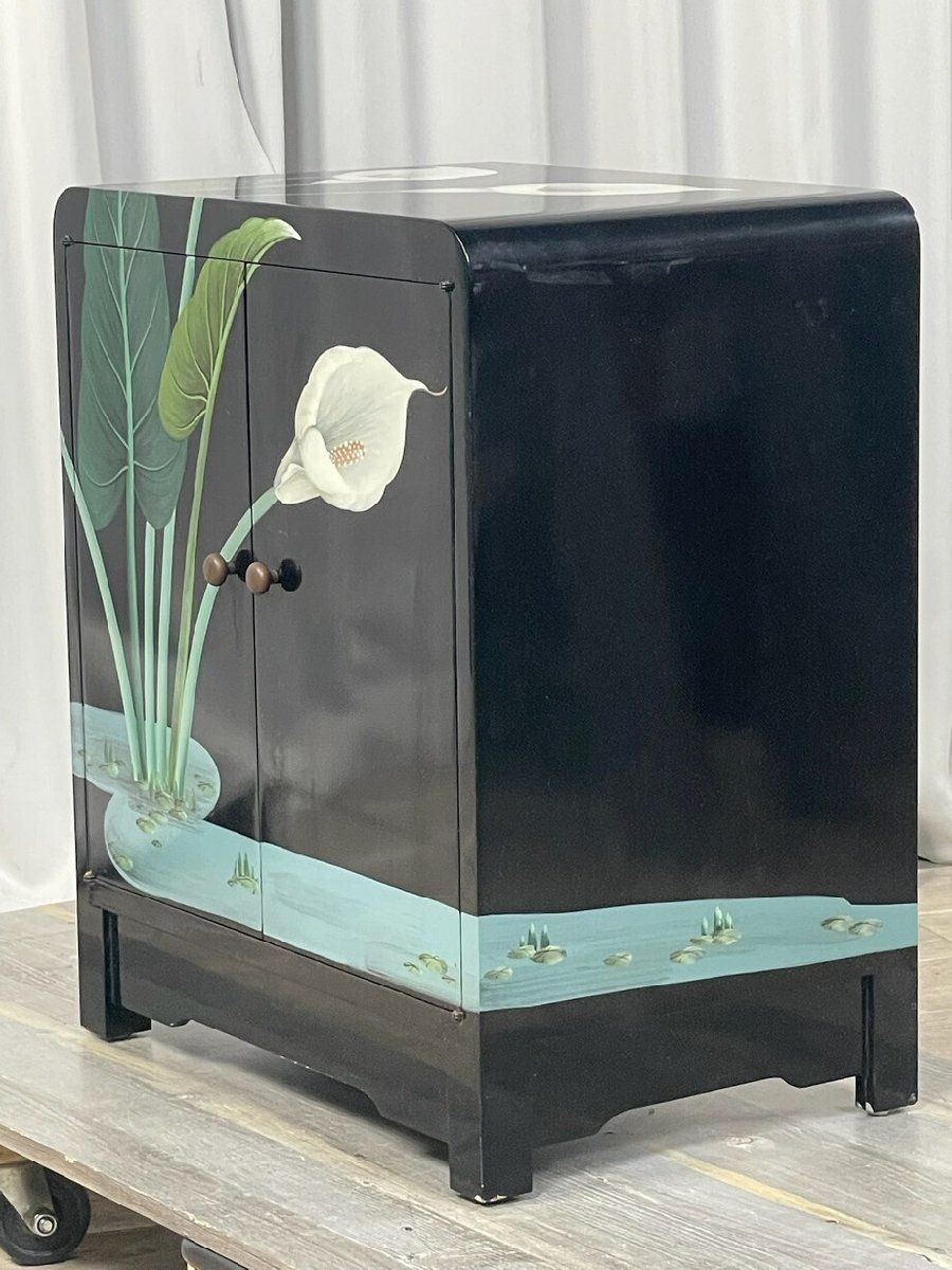 GQ75 香港製 水芭蕉 海芋 キャビネット / サイドテーブル 漆芸 中国