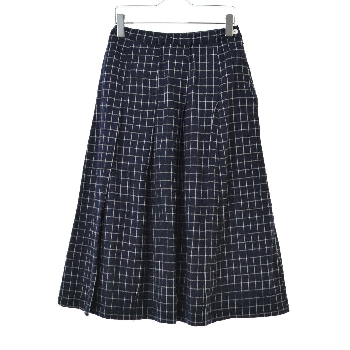 【NATURALLAUNDRY】ウィンドウペン ウールコットンタックフレアロングスカート