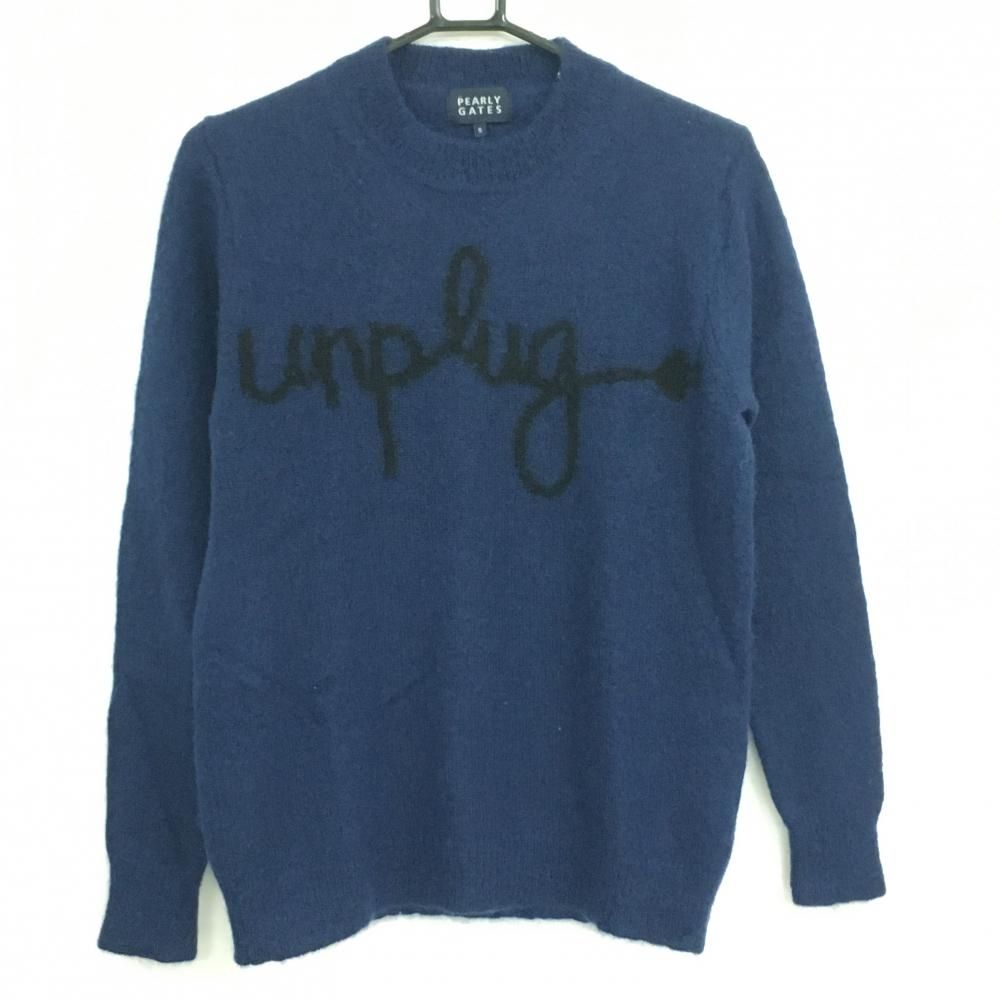 超 パーリーゲイツ セーター ネイビー フロントロゴ モヘヤ混 ニット メンズ 5 L ゴルフウェア PEARLY GATES