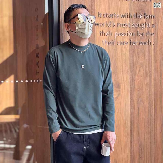 [3XL 160 Jin-17]メンズ ファッション 服 男性用 オシャレ シンプル 大人 かっこいい 大きいサイズ ストリート 紳士服 刺繍入り ベルベット 長袖 T シャツ 秋冬 無地 ハーフ タートルネックシャツ  メンズ ファッション 春夏 秋冬 かっこいい オシャレ モテ