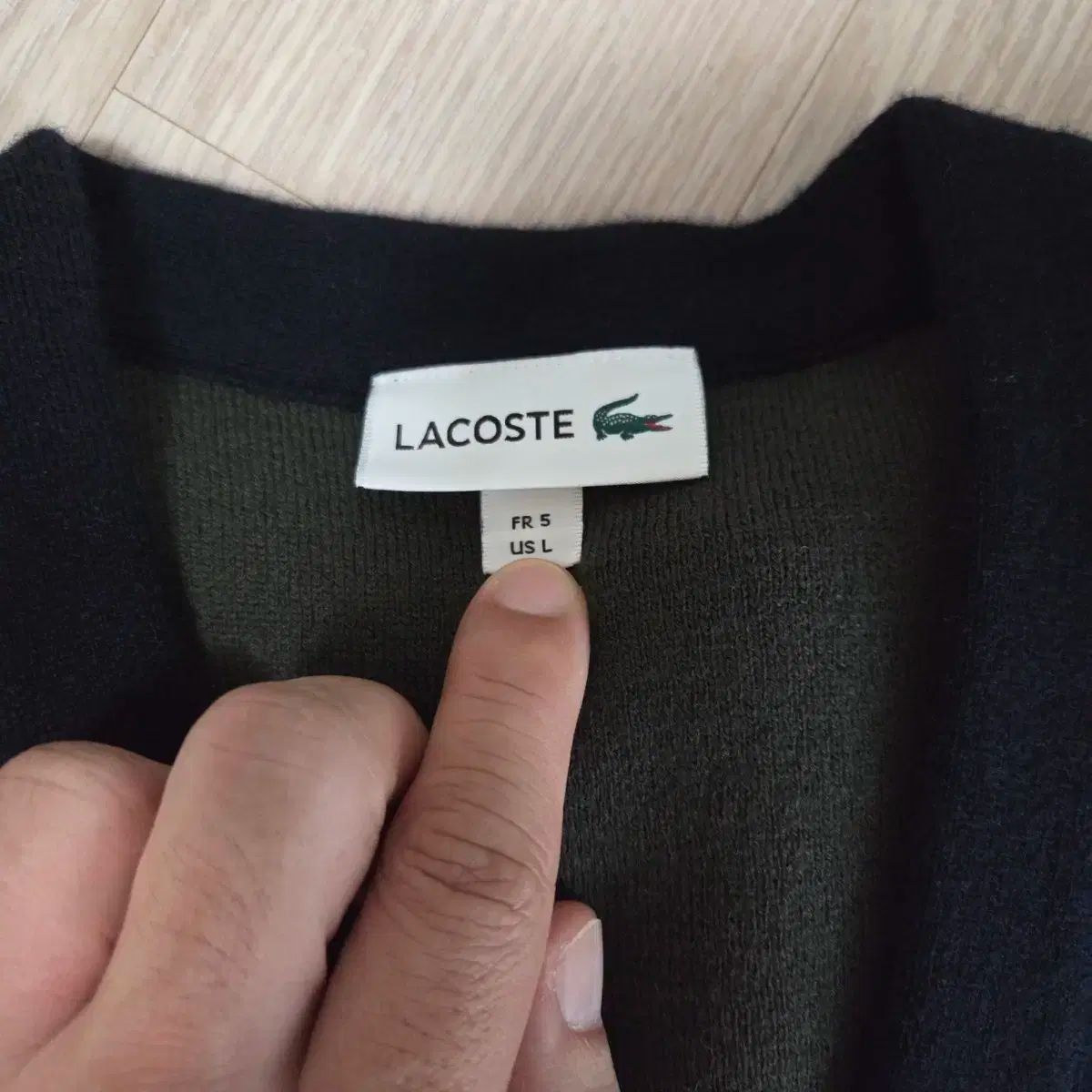 ラコステ ウール混紡 カーディガン ネイビー 5 ah460e-53n