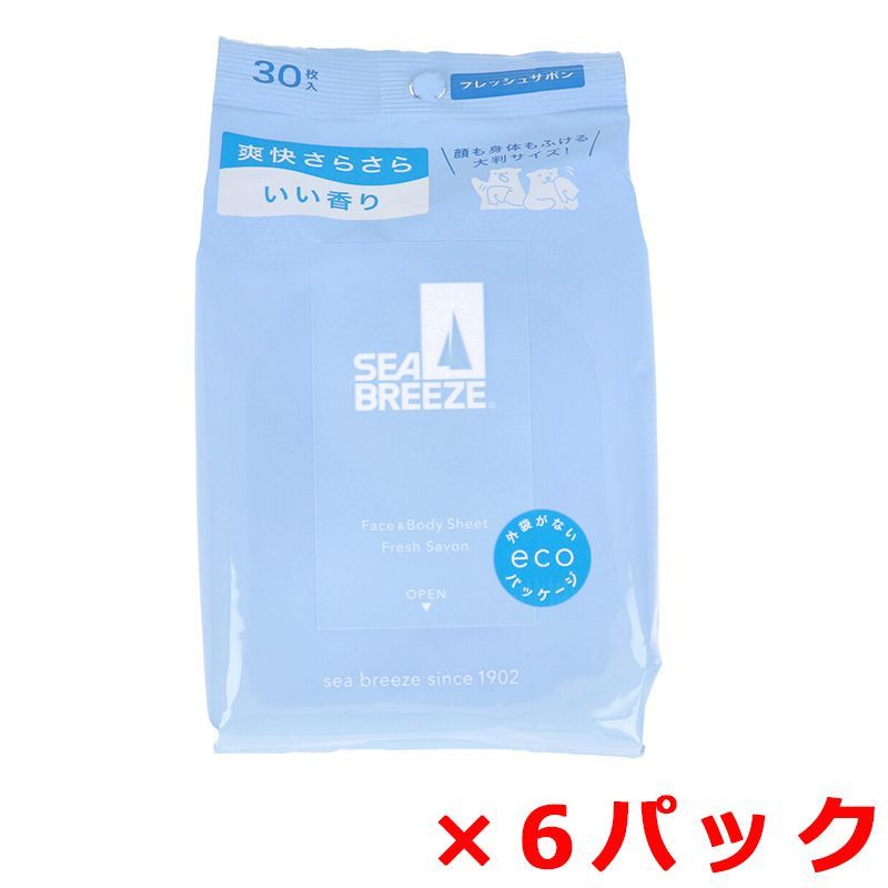 SEABREEZE シーブリーズ フェイスu0026ボディシート N 大判サイズ フレッシュサボン 30枚入り X6パック