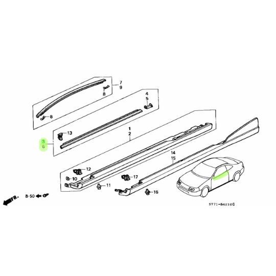 純正 ホンダ インテグラ フロント ドア モールディング 左右セット DC1 DC2 Honda Integra front door  molding