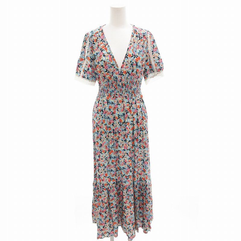 新品☆ZARA ザラ Vネックワンピース S ブルー ZARA（ワンピース ・ ブルー・ネイビー/青色系）のフリマ