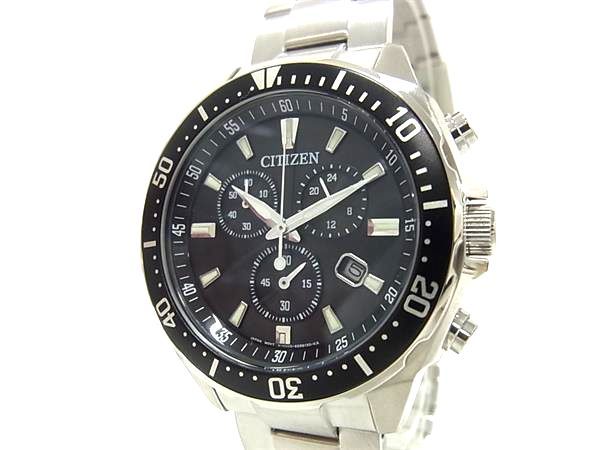稼働品 ♥ CITIZEN シチズンH500-S064538 エコドライブ SS ソーラー 10気圧防水 クロノグラフ 時計 シルバー系 BN6025