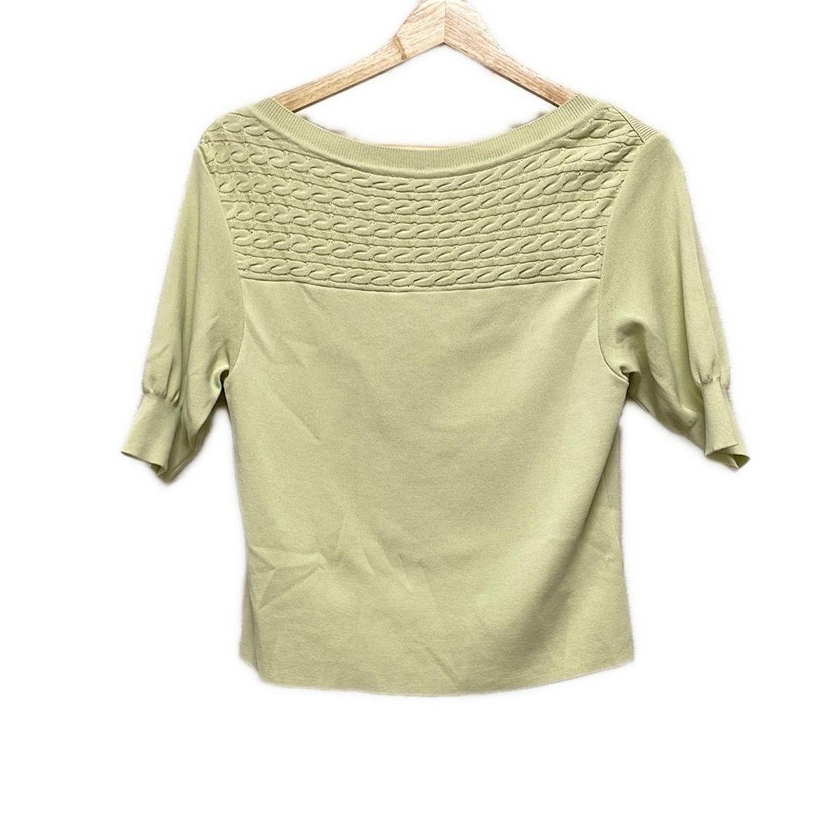 全品最安値に挑戦中！ FOXEY フォクシー 半袖セーター サイズ38 M レディース サマセット 43574 ライトグリーン クルーネック 大好評。