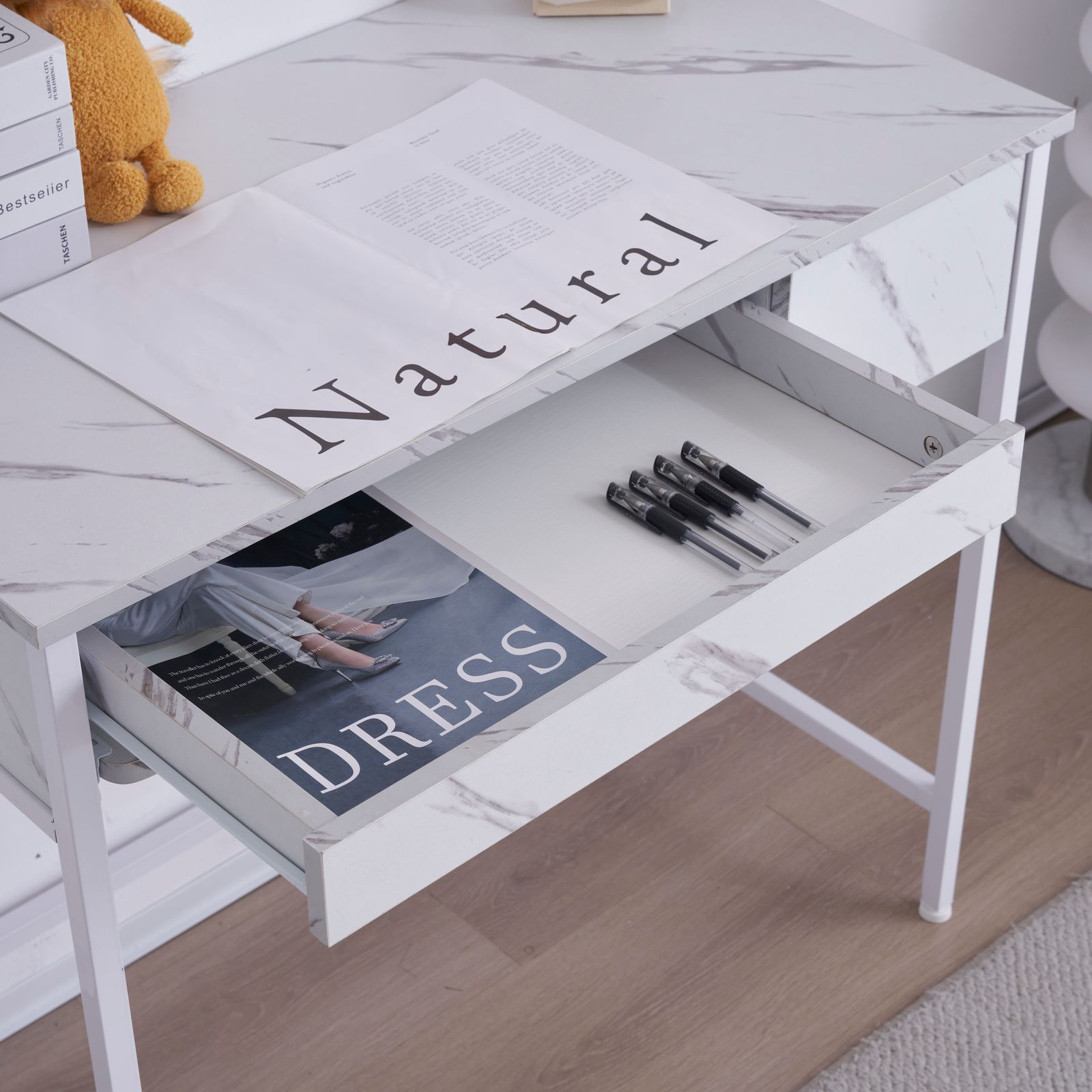 数量限定セール」【新品】ホワイト パソコンデスク 引き出し付き 収納