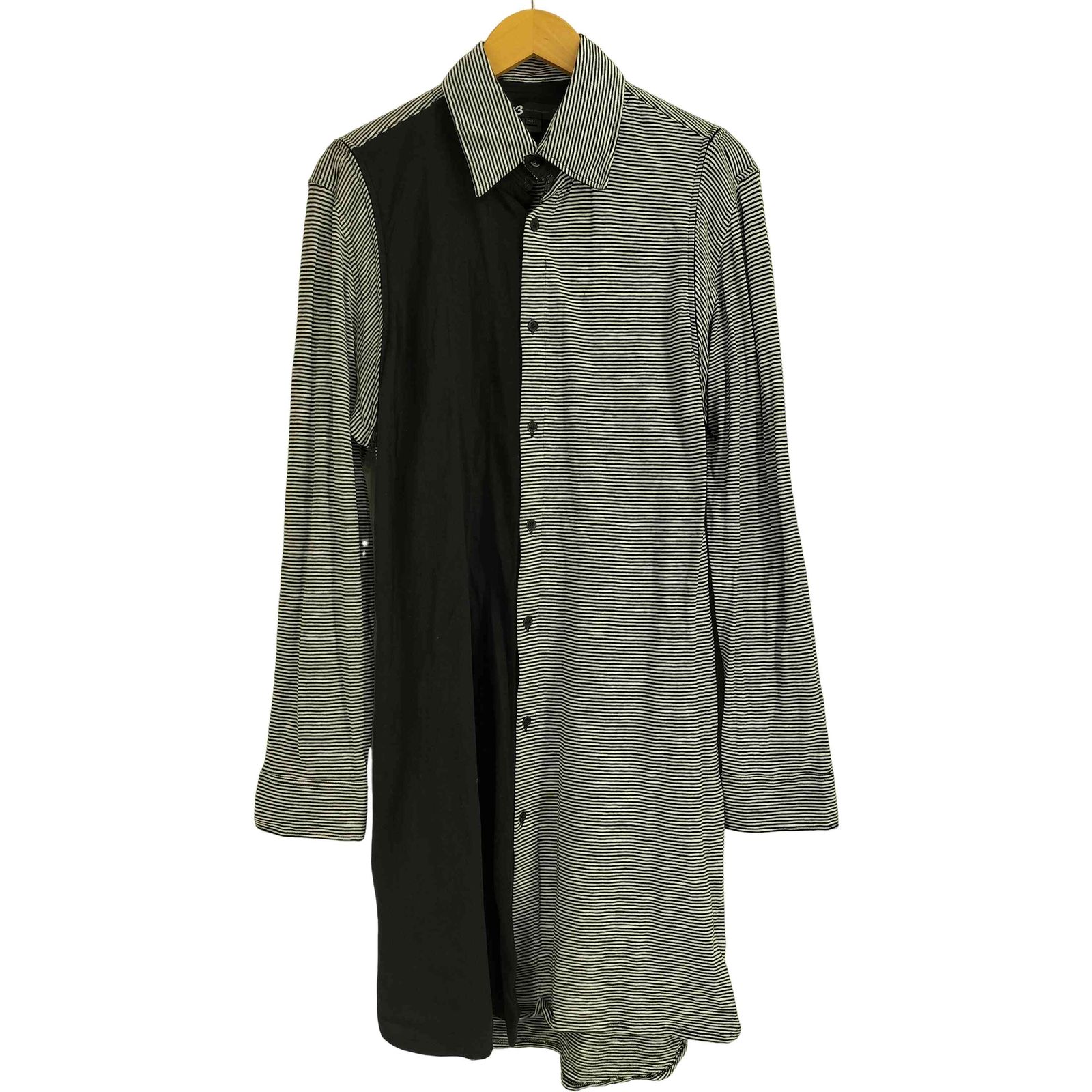 ワイスリー Y-3 袖襟ジップ切替 ストライプ L/S ロングシャツ