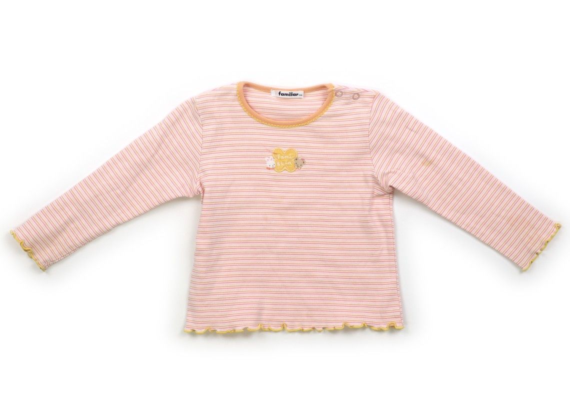 ファミリア familiar Tシャツ・カットソー 100 女の子 ピンク×オレンジ×ボーダー 子供服 ベビー服 キッズ（1150094）