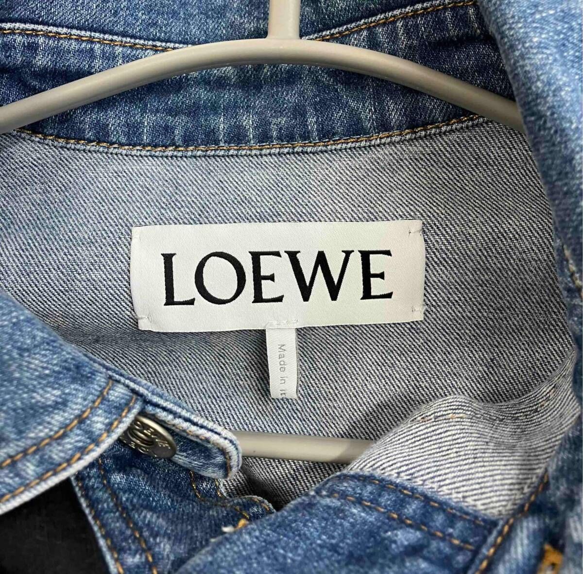 LOEWE ウールカシミヤレザーパッチジャケット ダークネイビー 48 LOEWE TOP Z ODKRYTYMI PLECAMI - Jacket with logo Loewe