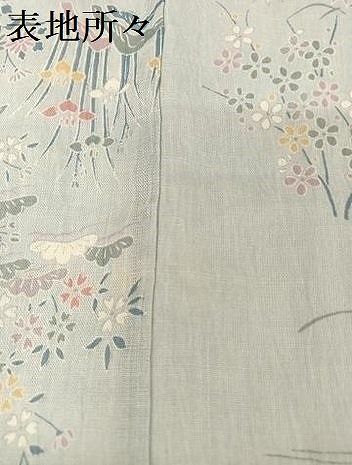 平和屋着物＊夏物　小千谷ちぢみ　風景草花文　麻　逸品　未使用　AABA2508np 平和屋着物＊夏物 小千谷ちぢみ 風景草花文 麻 逸品 未使用 AABA2508np