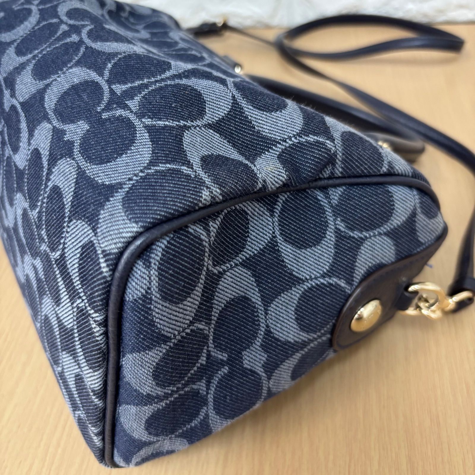 ◎COACH コーチ 2way ミニボストンバッグ ショルダーバッグ デニム地 