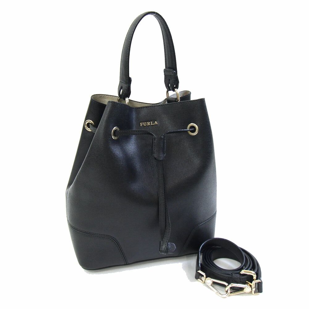 フルラ 2WAYハンドバッグ ステイシー 775966 ブラック レザー 中古  