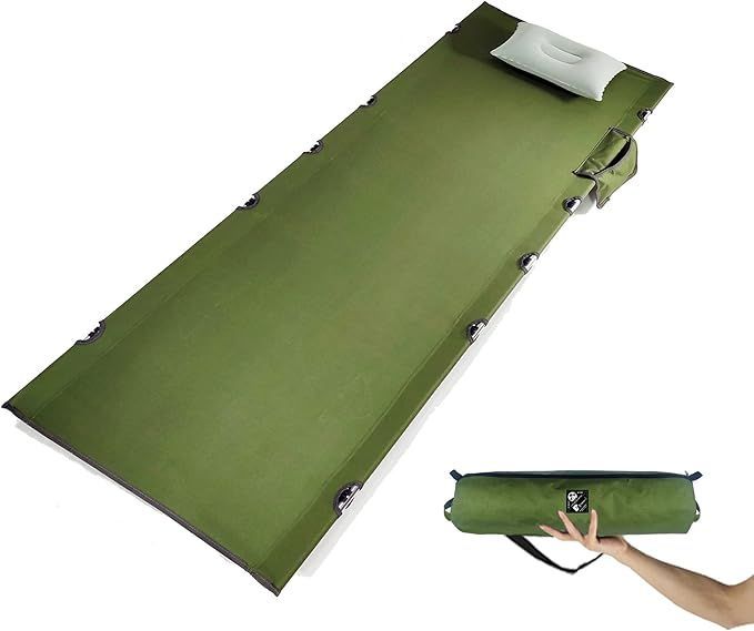 コット キャンプ アウトドアベッド 超軽量 コンパクト 折りたたみ式 静音設計 耐荷重150kg 防水 通気性 防災 車中泊 枕と収納バッグ付き
