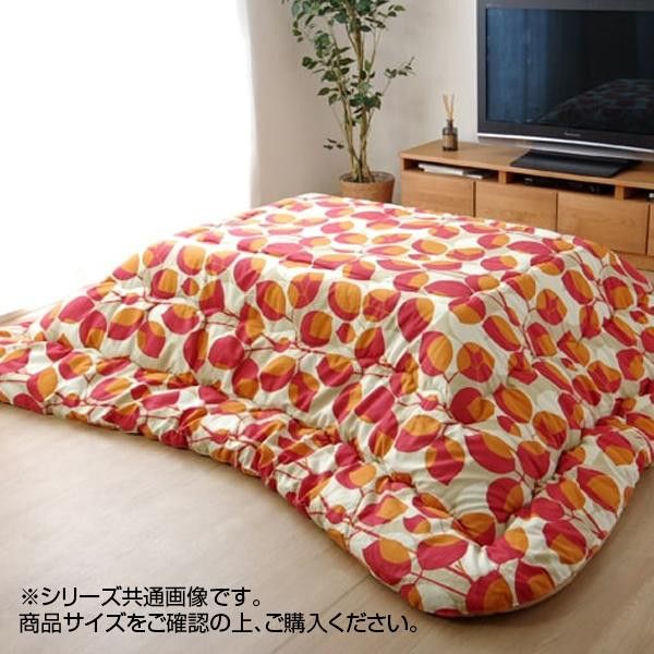 【新品・5営業日で発送】イケヒコ・コーポレーション こたつ布団 長方形 国産 リーフ柄 掛け単品 レッド 約205×245cm