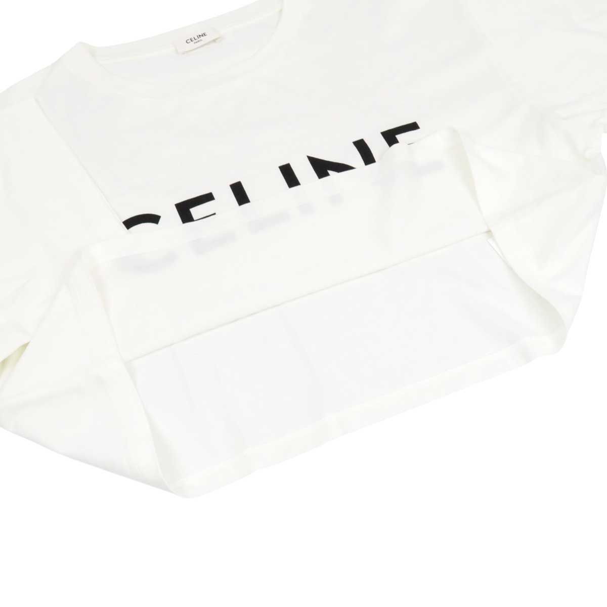 セリーヌ ロゴ プリント クロップド ショートスリーブ Tシャツ