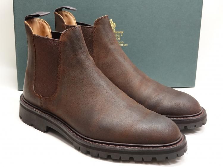 630 1007 使用数回 クロケット-ジョーンズ チェルシー12 ダークブラウン ラフアウトスエード 5E 378