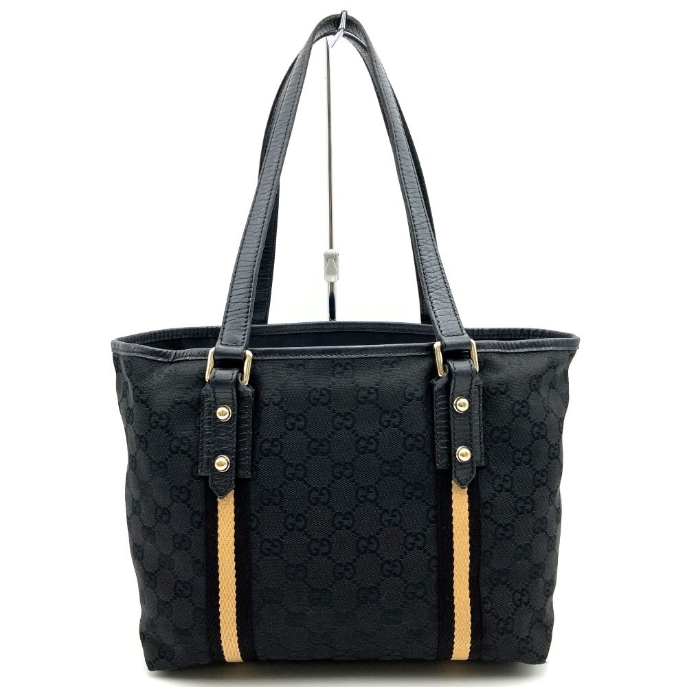【美品✨】グッチ GGキャンバス ハンドバッグ シェリーライン 137396 黒 GUCCI グッチ 137396 ハンドバッグ ブラック 黒 GGキャンバス/レザー