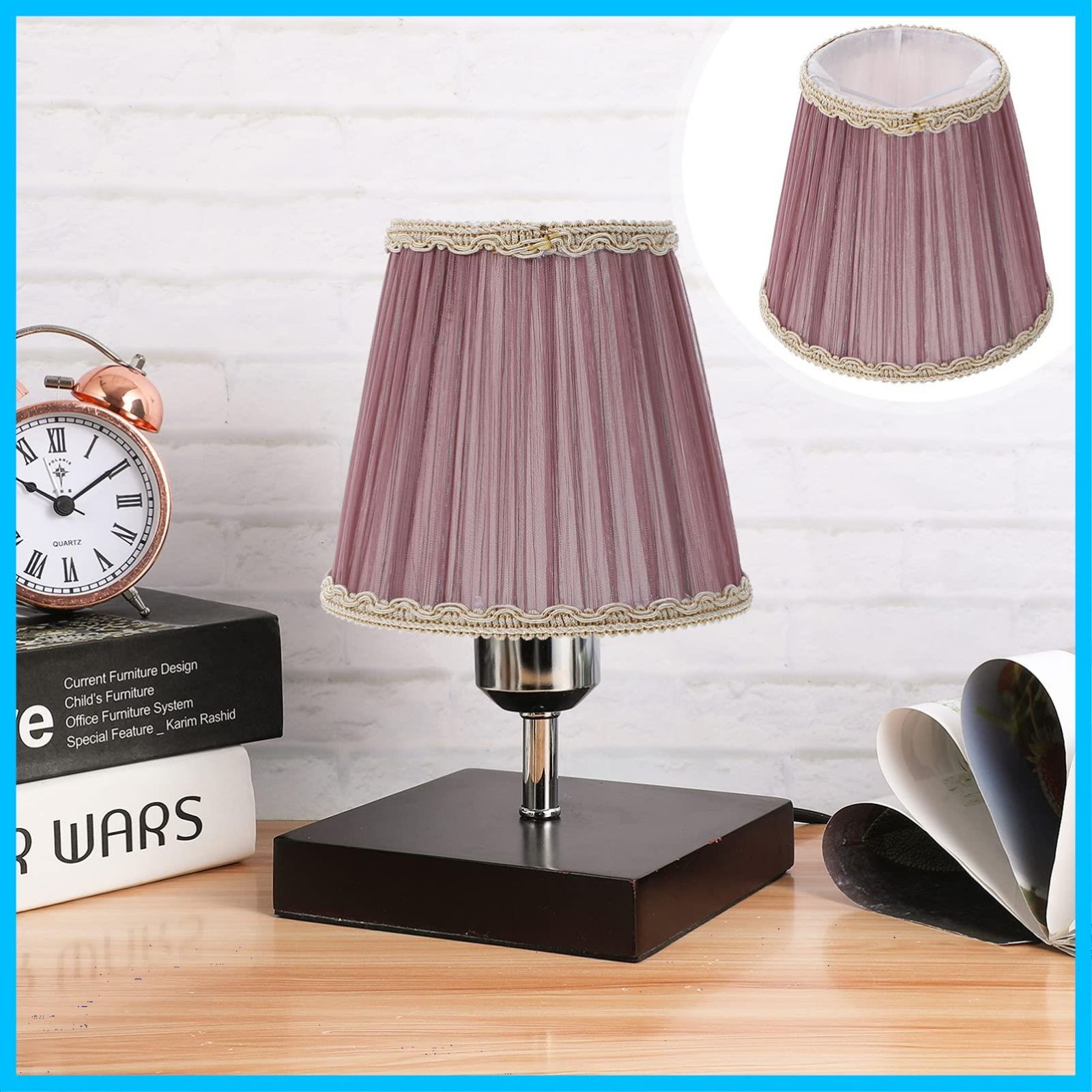 ランプシェード 紫 布製 キャッチ式 照明 交換用 北欧風 薄ベージュ 電気スタンドの傘 雰囲気 装飾ランプ ランプシェード