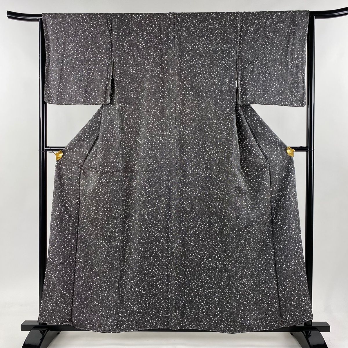 江戸小紋 身丈159cm 裄丈64.5cm M 袷 あられ 黒 正絹 美品 名品 【中古  