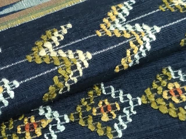 平和屋着物□極上 本場琉球 読谷山花織 紬地 九寸名古屋帯 逸品  