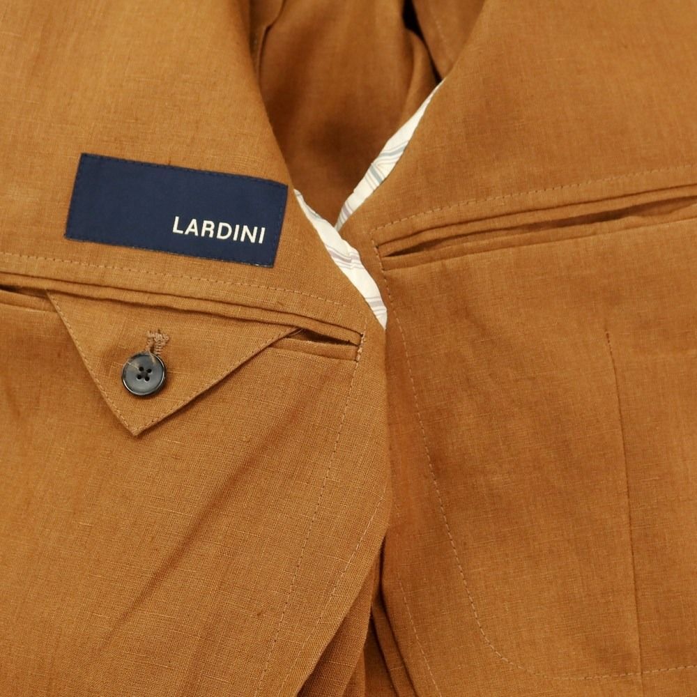 ラルディーニ　セットアップスーツ　リネン　ブラウン　42 LARDINI (ラルディーニ) コットンサテン ストレッチ ダブル