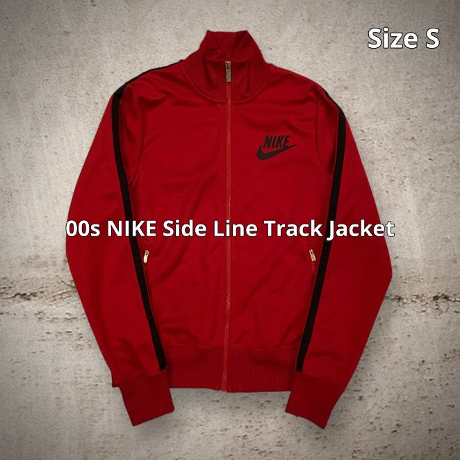 00s NIKE Side Line Track Jacket Tracksuit ナイキ トラックジャケット レッド Sサイズ サイドライン  スウッシュロゴ