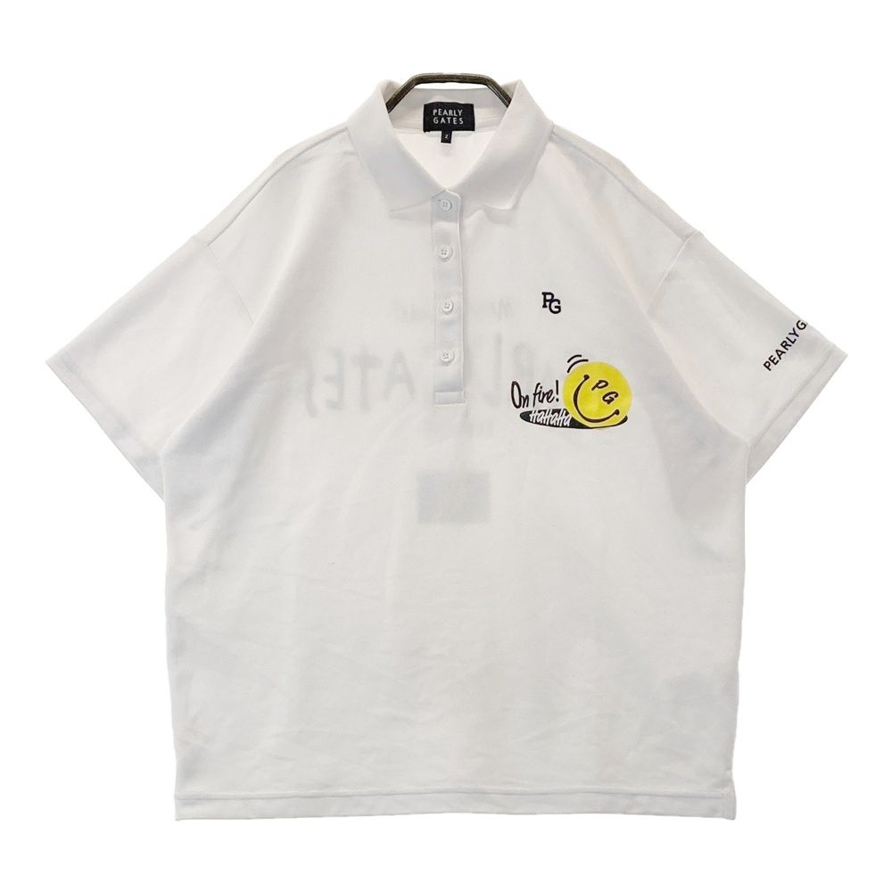 サイズ 2 PEARLY GATES パーリーゲイツ モデル 半袖ポロシャツ ニコちゃん ホワイト系 240101531156 ゴルフウェア レディース ストスト