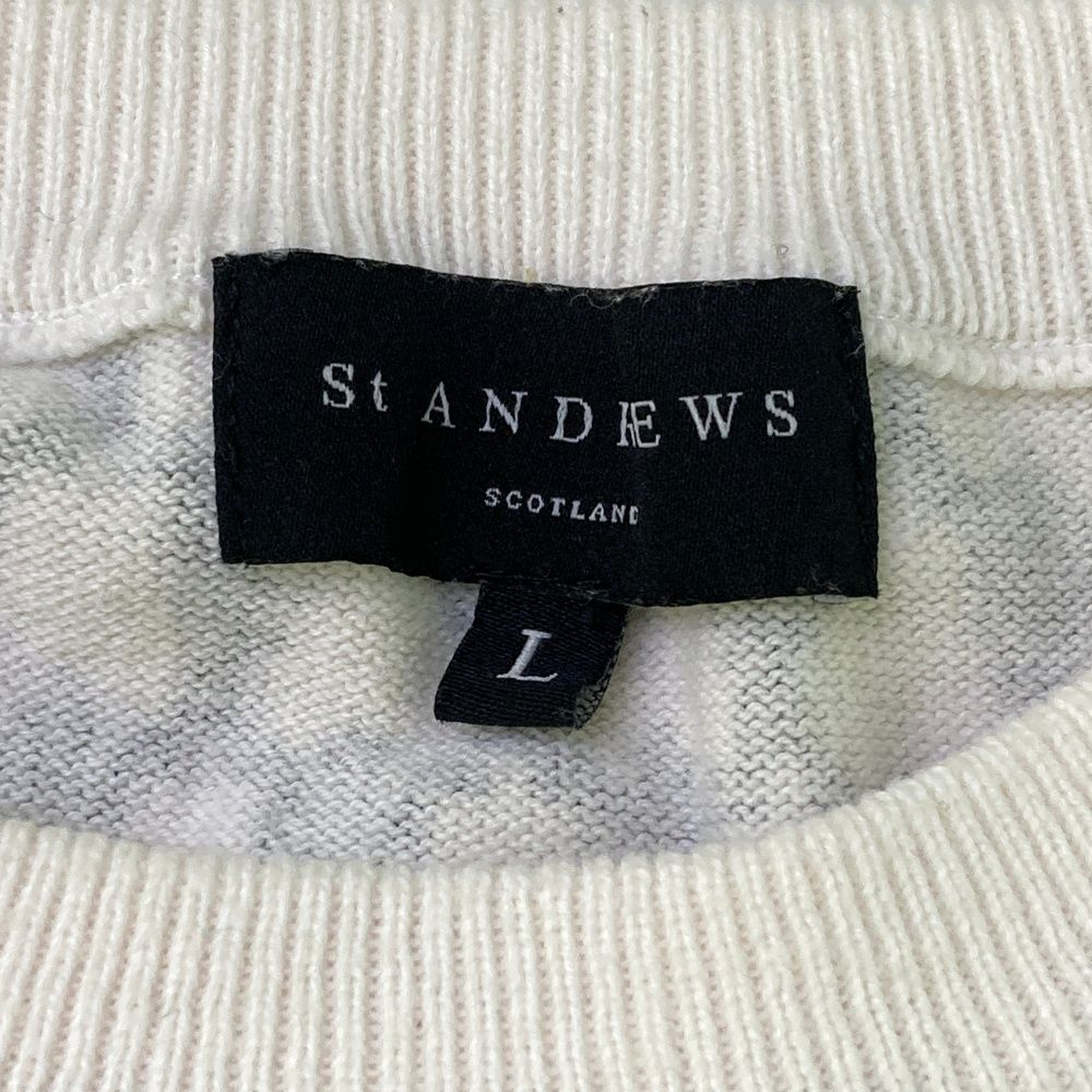 サイズ：L ST ANDREWS セントアンドリュース  ニットセーター 総柄 ホワイト系 [240101487310] ゴルフウェア メンズ ストスト サイズ：L ST ANDREWS セントアンドリュース ニットセーター 総