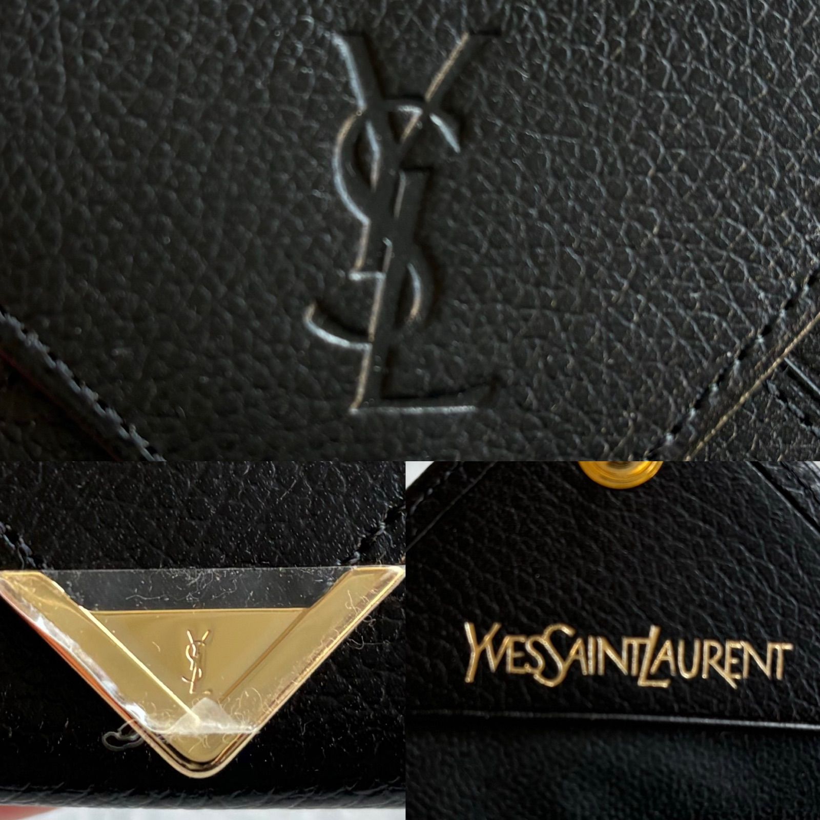 Yves Saint Laurent カサンドラロゴ型押し 三角プレートキーケース 箱