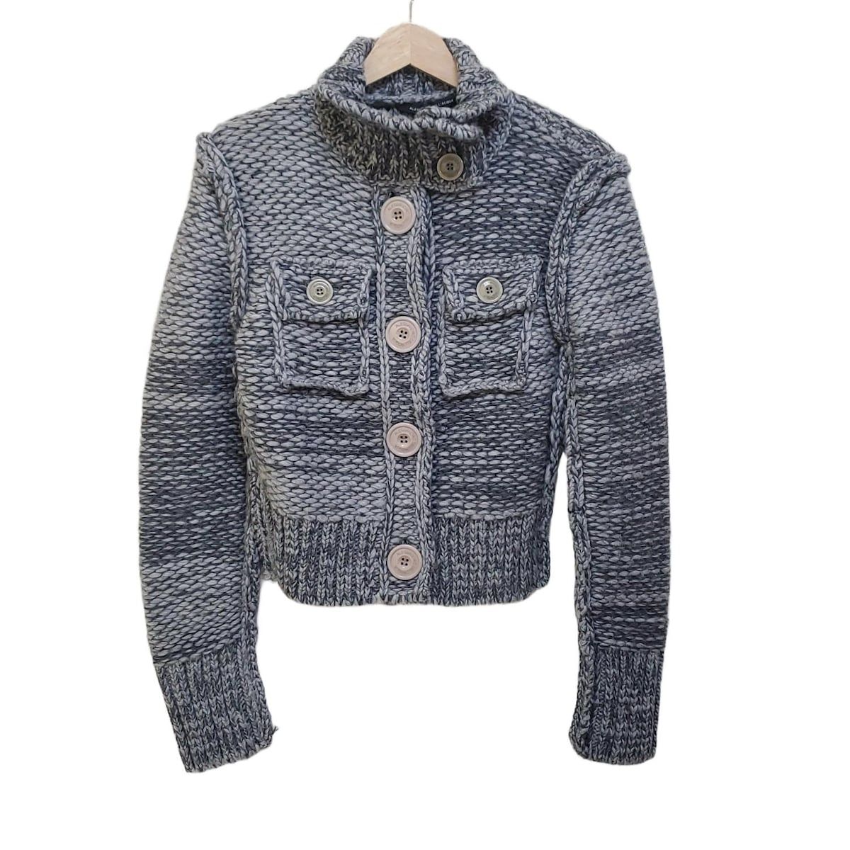 ALESSANDRO DELL ACQUA アレッサンドロデラクア コート サイズ42 L レディース - ライトグレー×グレー 長袖|ニット|ショート丈|冬