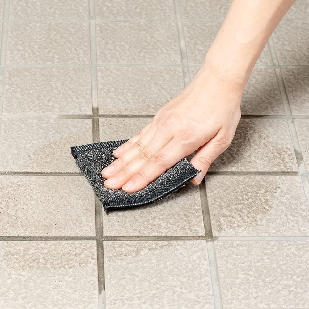 Industrial アズマジックステンレススポンジ4 P 水だけでコゲや水アカを落とす掃除用スポンジ 焦げ サビ 五徳 グリル網 Azuma 鍋 やかん 浴室 洗面所 スチール 黒ずみ ブラック グレー BA 666