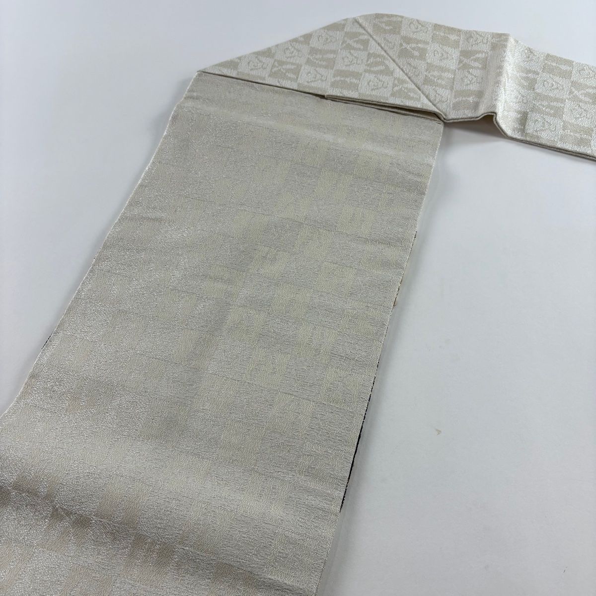 名古屋帯 美品 秀品 うさぎ 蜀江華文 金糸 箔 クリーム 正絹