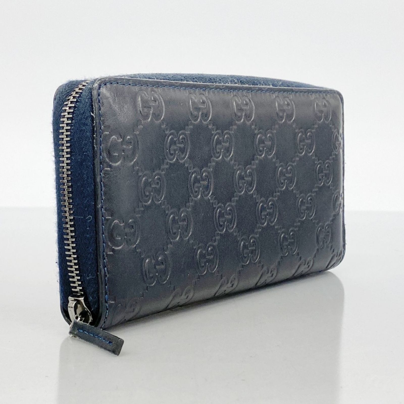 ま*ん様 GUCCI GGパターン グッチシマ　ネイビーレザー長財布 GUCCI - 新品 グッチ GUCCI 長財布 マイクログッチシマ ブルー