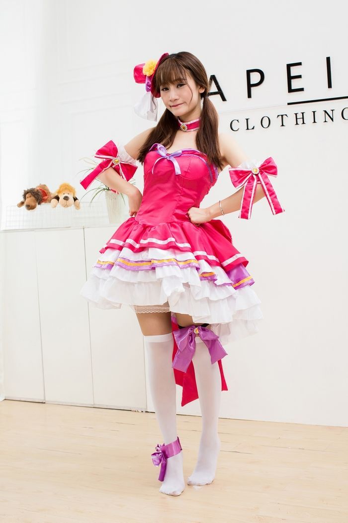 チェリーピンクワンピース アイドル風 コスプレ衣装 【7806】 チェリーピンクワンピース アイドル風 コスプレ衣装 【7806