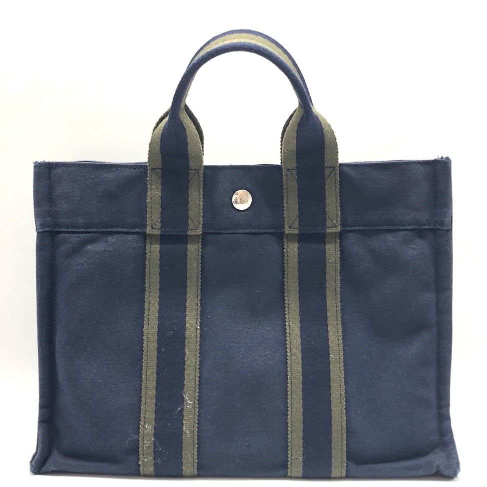 エルメス HERMES フールトゥ MM トートバッグ カーキ×ネイビー ☆HERMES エルメス フールトゥPM ネイビー カーキ トートバッグ