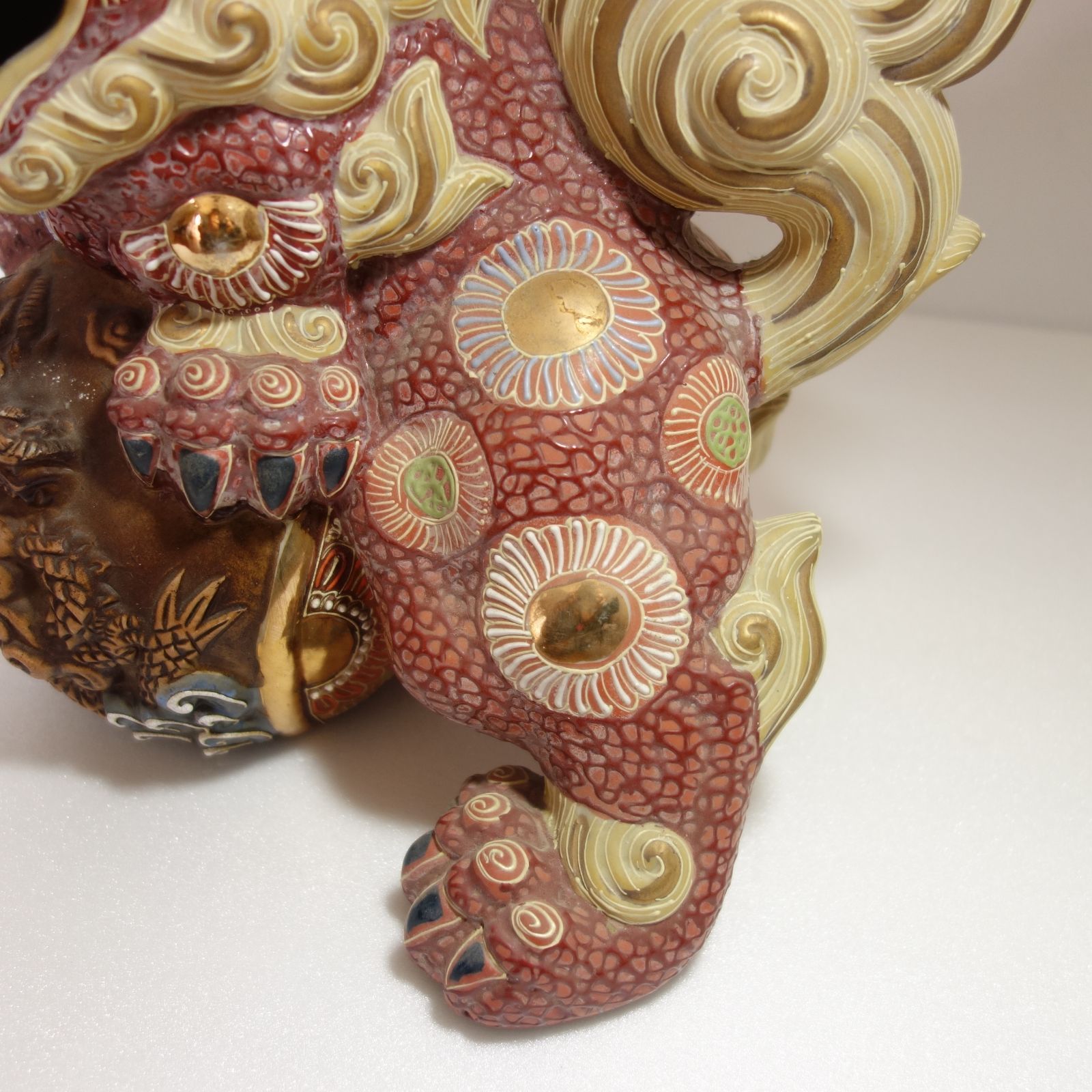 九谷　八幡窯　特大　狛犬 九谷焼 八幡窯 獅子（狛犬）陶器 - メルカリ