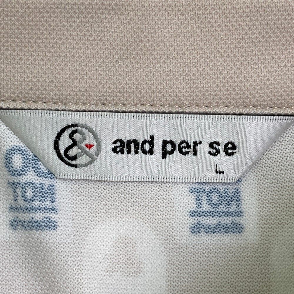 サイズ：L AND PER SE アンパスィ  長袖ポロシャツ 総柄 ベージュ系 [240101359534] ゴルフウェア メンズ ストスト サイズ：L AND PER SE アンパスィ 長袖ポロシャツ 総柄 ベージュ