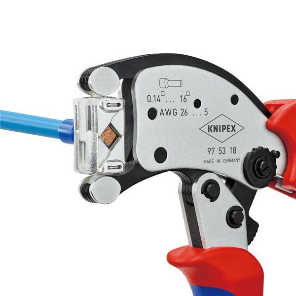 KNIPEX クニペックス フェルール用圧着プライヤー ツイスター16 コンフォート 全長200mm パック入 9753-18SB HRDEVELOPMENT_JP