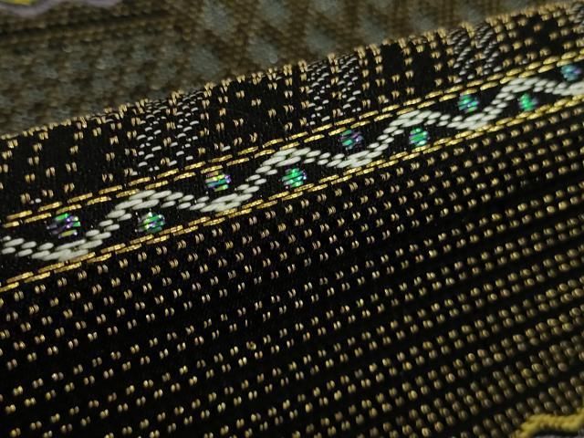 帯2471 ●京の名工 中村 桂一 菱鳥籠図文 螺鈿輪奈織 六通 袋帯 専用帯2471 ○京の名工 中村 桂一 菱鳥籠図文 螺鈿輪奈織 六通