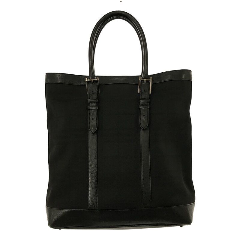 バーバリーブラックレーベル トートバック レザー ノバチェック ウール