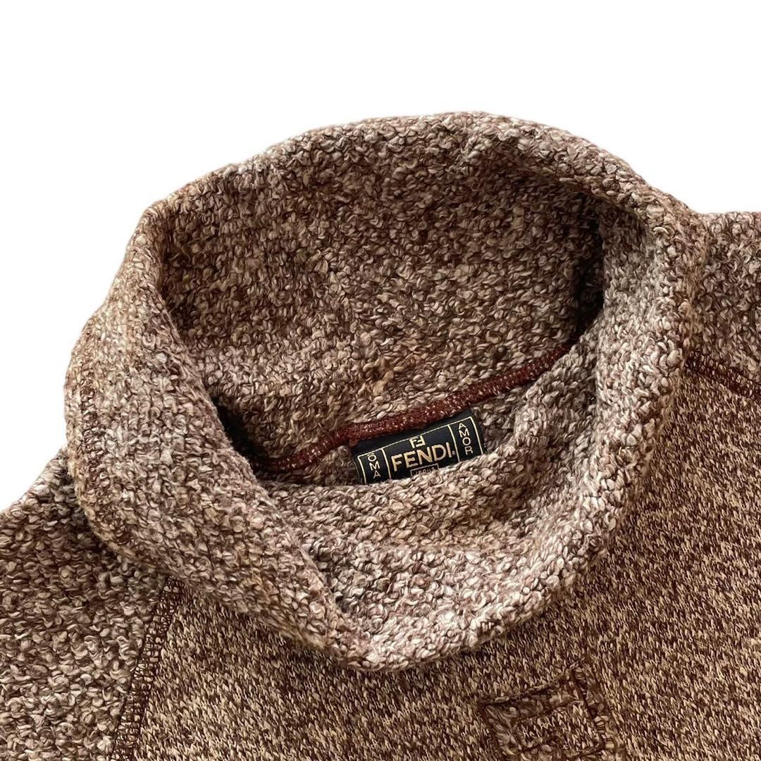 FENDI フェンディ ハイネックトップス ブラウン コットン 