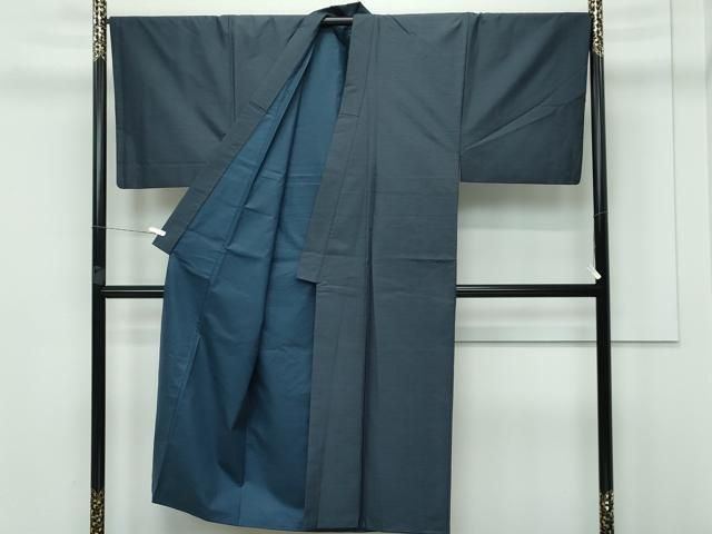 平和屋着物□極上 夏物 男性 本場小千谷ちぢみ 麻 色無地 鳥羽色 反端  