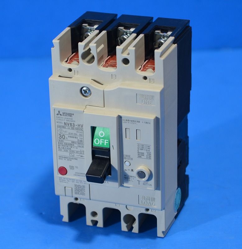 三菱電機　NV63-HV　3P30A　30mA　110-440VAC　漏電遮断器（ELB）