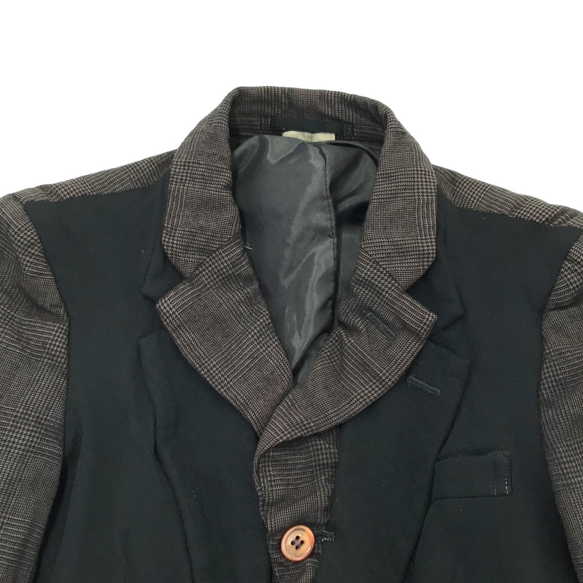 COMME des GARCONS HOMME PLUS コム デギャルソンオムプリュス 2009AW 縮絨切替チェックテーラードジャケット PD-J051 ブラック×チャコール系 XS COMME des GARCONS HOMME PLUS コム デギャルソンオムプリュス 2009AW
